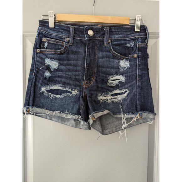 American Eagle Distressed Hi-Rise Shortie Shorts Women's 6 - Picture 1 of 7